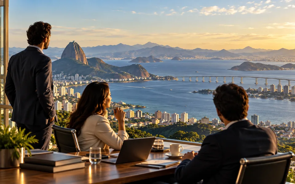 Vista ilustrativa do Rio de Janeiro e da Baía de Guanabara